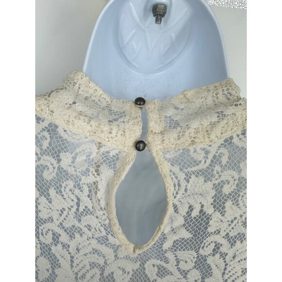 Free People Hearts Delight Lace Overlay Mock Turtleneck Long Sleeve Dress Size S - Picture 6 of 10